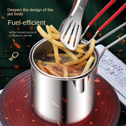 Stainless Steel Fry Basket – Small Tempura & Deep Fry Pot for French Fries & Chicken