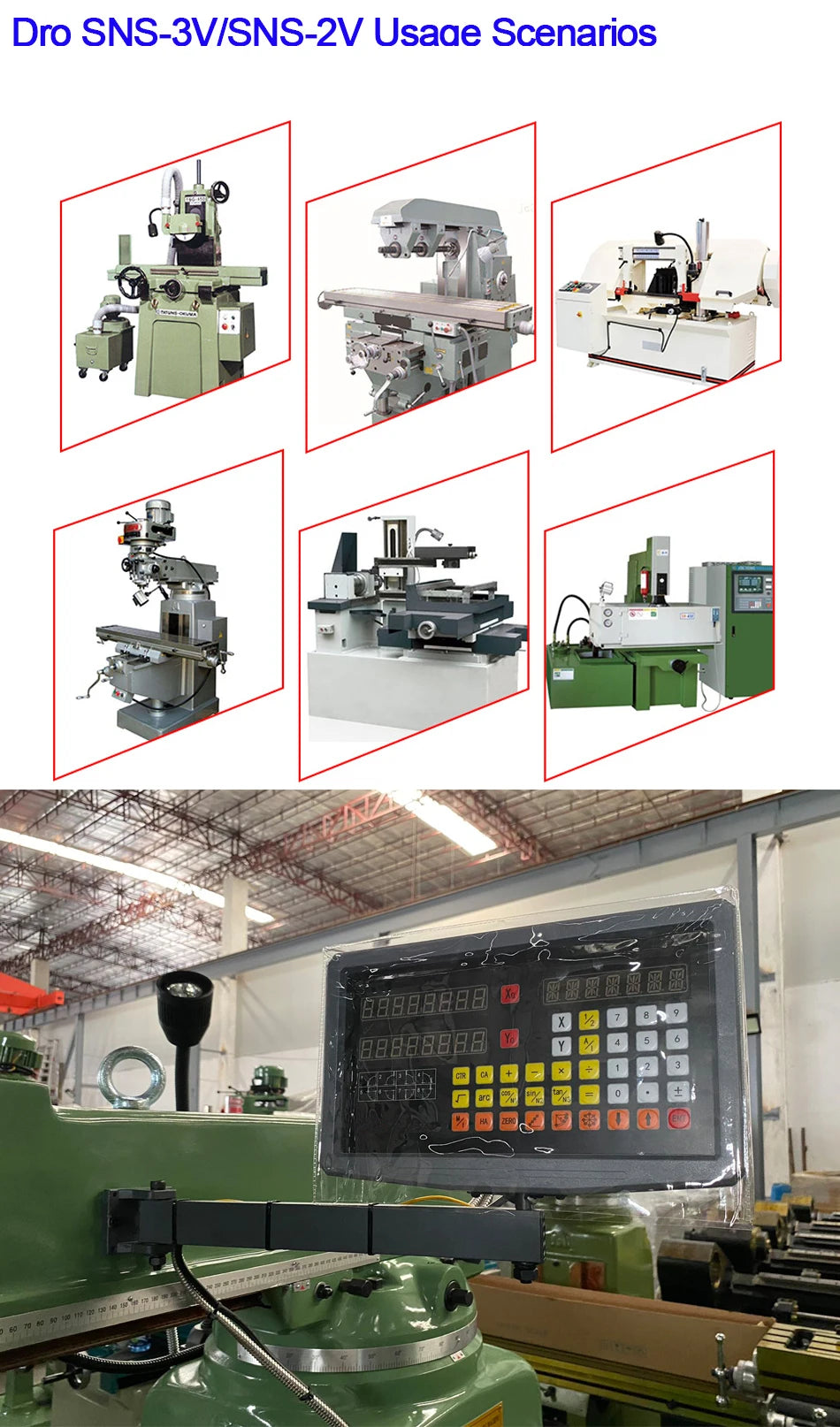 SNS-2V/3V 2-3 Axis DRO Digital Readout — TTL Signal Display for Lathe, Milling & CNC Boring Machines (80V-250V)