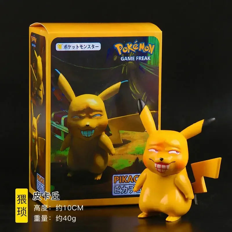 TOMY Pokemon Funny Freak PVC Action Figures — Pikachu, Bulbasaur, Charmander & Squirrel Anime Model Toy Gift for Boys