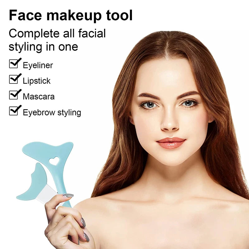 Silicone Eyeliner Stencil Kit - Multi-Use Makeup Guide for Wing Tips, Mascara, Lipstick & Face Cream Application, Beauty Tool