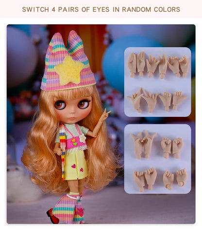 ICY DBS Blythe Doll – Tan Skin Matte Face with Eyebrows, 1/6 BJD Joint Body, Anime Christmas Gift