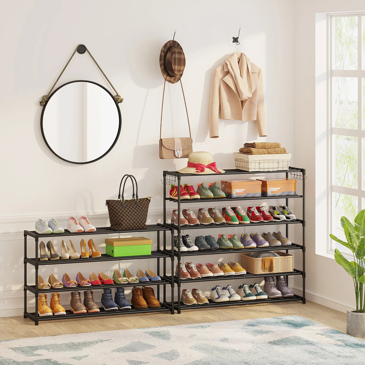 Tribesigns 10-Tier Shoe Rack Organizer – Vertical Shoe Shelf with 4 Drawer Bins, Holds 32 Pairs for Closet & Entryway
