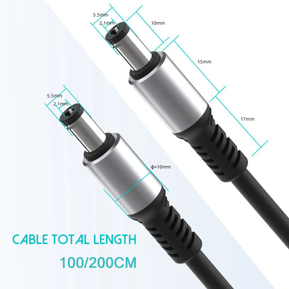 DC5521 Power Extension Cable - 5.5×2.1mm Male-to-Male DC Connector for Compatible Power Devices