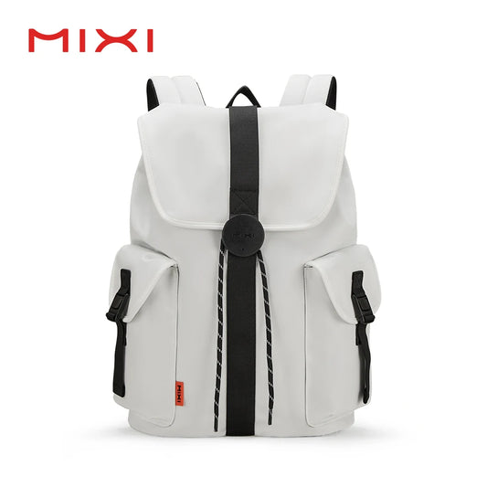 Mixi 16'' Waterproof Laptop Backpack - Lightweight Casual Travel Bag for College Students, Men and Women, 17 Inch White Rucksack