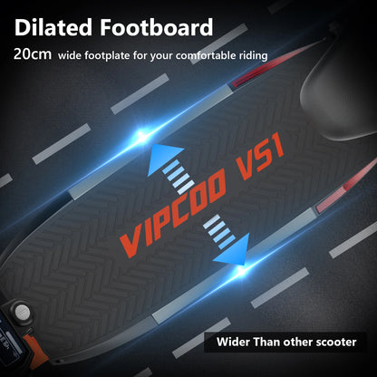 VIPCOO VS1 Electric Scooter – 700W Motor, 48V 13AH Battery, Portable Folding with 10” Off-Road Air Tires