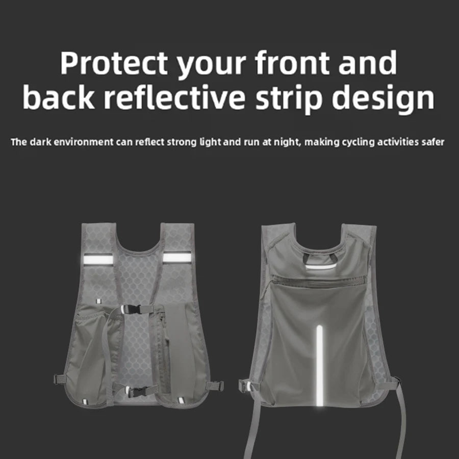 Lightweight Reflective Running & Biking Vest – Hydration Pack with Water Bottle Holder & Phone Storage Chest Bag