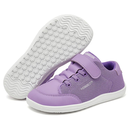 HOBIBEAR Kids Barefoot Shoes – Wide Toe Minimalist Sneakers for Boys & Girls, Lightweight Hook Loop, Mesh & Artificial Leather