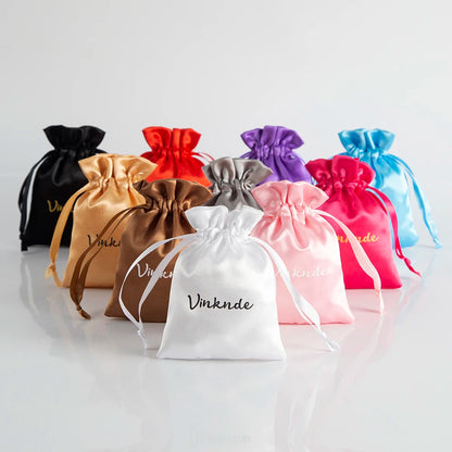 100PCS Silk Satin Jewelry Gift Bags – Drawstring Pouches for Necklace, Bracelet & Earrings, Wedding Party Favor & Christmas Gift Packaging, Custom Logo Ready