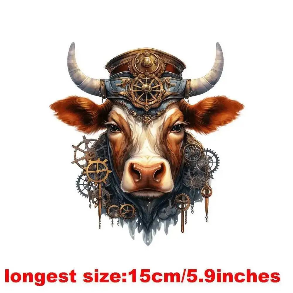 15cm Kids Steampunk Lion Iron-On Patch – Animal Heat Transfer Sticker for DIY Clothing, Apparel & Fabric Decoration Print
