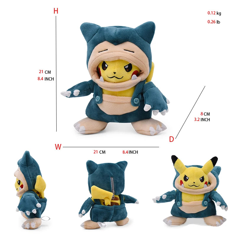 Cos Eevee Pikachu Cosplay Plush Toy – Lucario Stuffed Animal Doll, 20-30CM Cartoon Collectible Gift