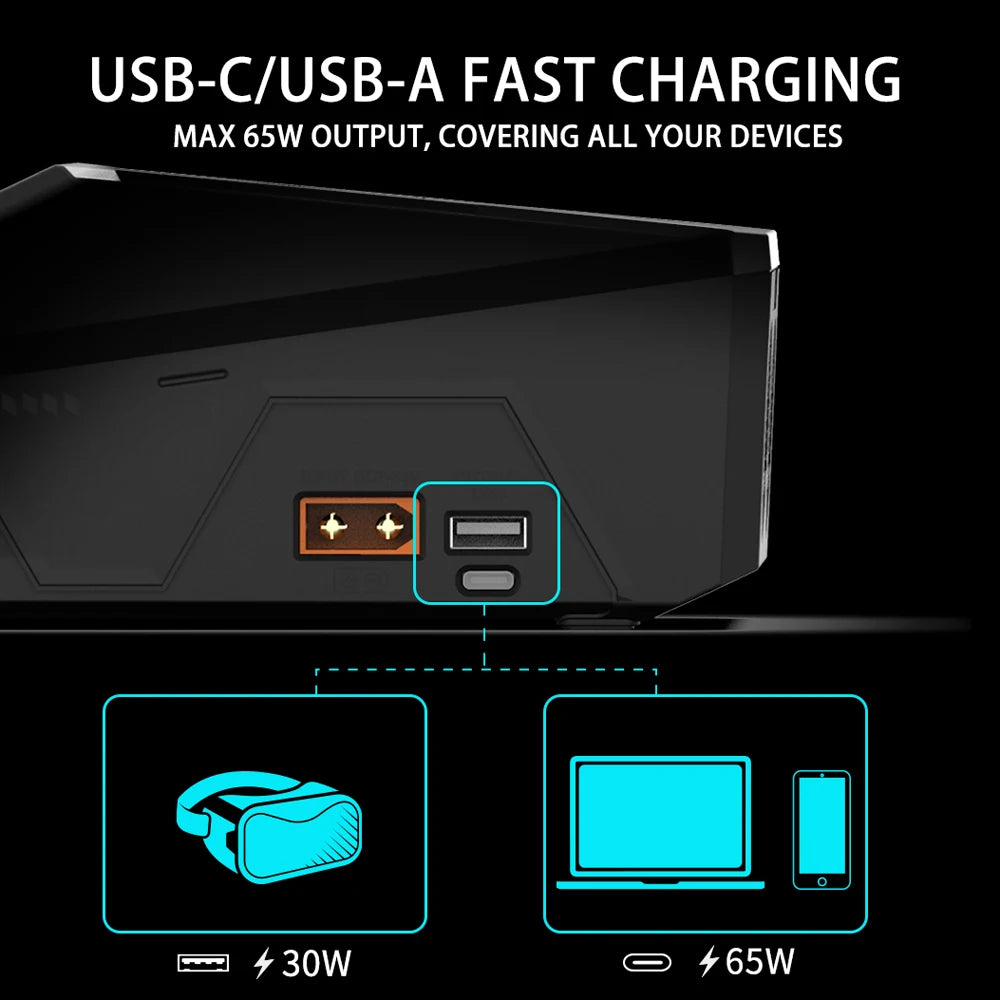 ToolkitRC Q6AC Charger — AC 400W/DC 1000W 4CH with USB A/Type-C, LiPo 1-6S, NiMH 1-16S, PB 1-10S, IPS Display