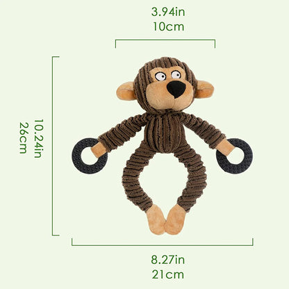 Plush Squeaky Monkey Dog Toy - Puppy Teething & Training Chew Toy for Small Dogs, Interactive Pet Playtime