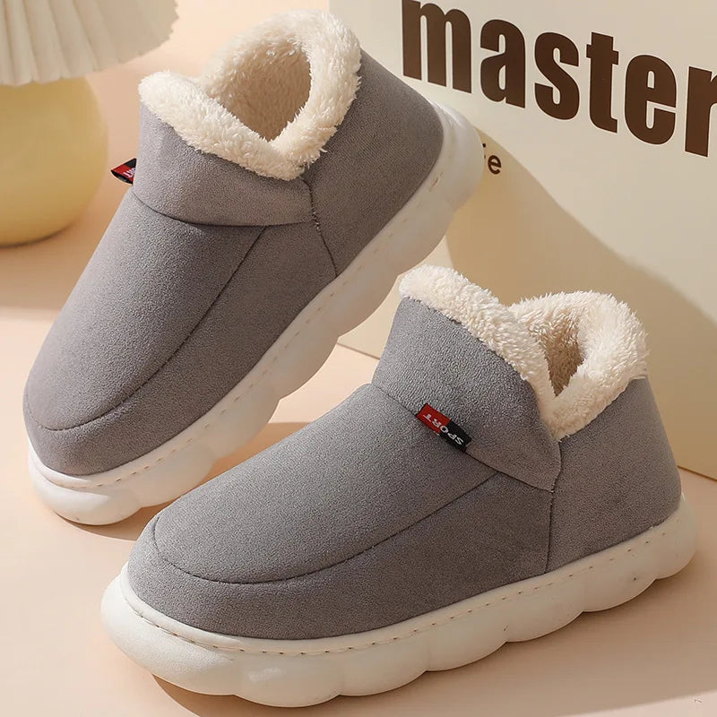 Smile PoP Winter Plush Men’s Shoes – Classic Indoor & Outdoor Non-Slip House Slippers for Men & Women, Casual Bedroom Footwear