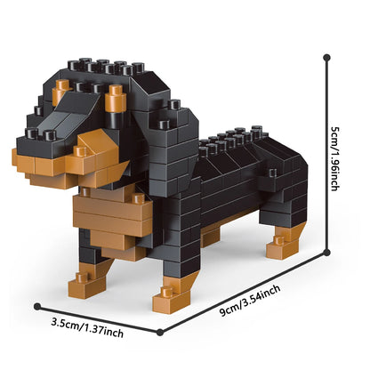 Mini Dachshund Dog Building Blocks Toy – Lifelike Construction Set for Kids & Adults, Fun Educational DIY