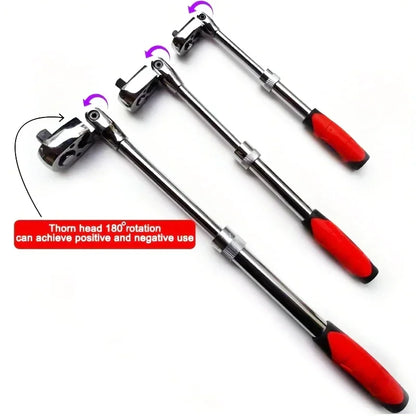 72-Tooth Carbon Steel Retractable Ratchet Wrench — 1/4, 3/8, 1/2 Automatic Quick-Release Multifunctional Hand Tool