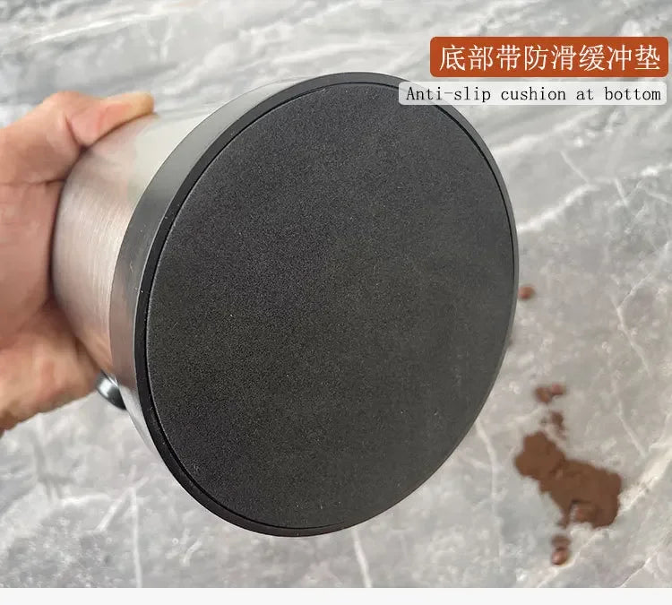 Stainless Steel Coffee Knock Box – Non-Slip Espresso Ground Bin with Rubber Ring and Beveled Design