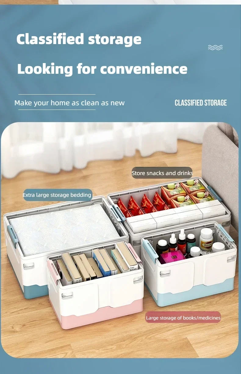 Extra Large Foldable Storage Box with Lid — Book, Snack, Toy, and Classroom Organizer for Home & Living Room