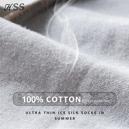 5 Pairs/Lot Men's Boat Socks - HSS 100% Cotton, Deodorant, Sweat Absorption, Thin, Breathable, Non-Slip Silicone Summer Socks