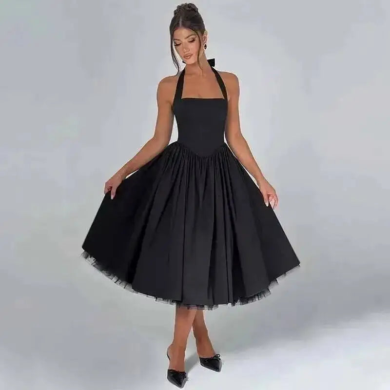 Townlike Women’s Halter Mini Dress – A-Line Waist Wrap Ball Gown, Sexy Nightclub Party Dress, Spring Summer 2025