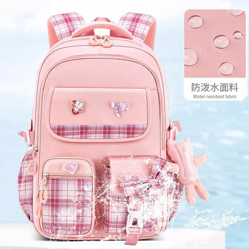 Ergonomic Spine-Protecting School Backpack | Large Capacity, Lightweight Waterproof Bag for Elementary Girls