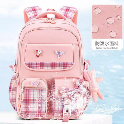 Ergonomic Spine-Protecting School Backpack | Large Capacity, Lightweight Waterproof Bag for Elementary Girls