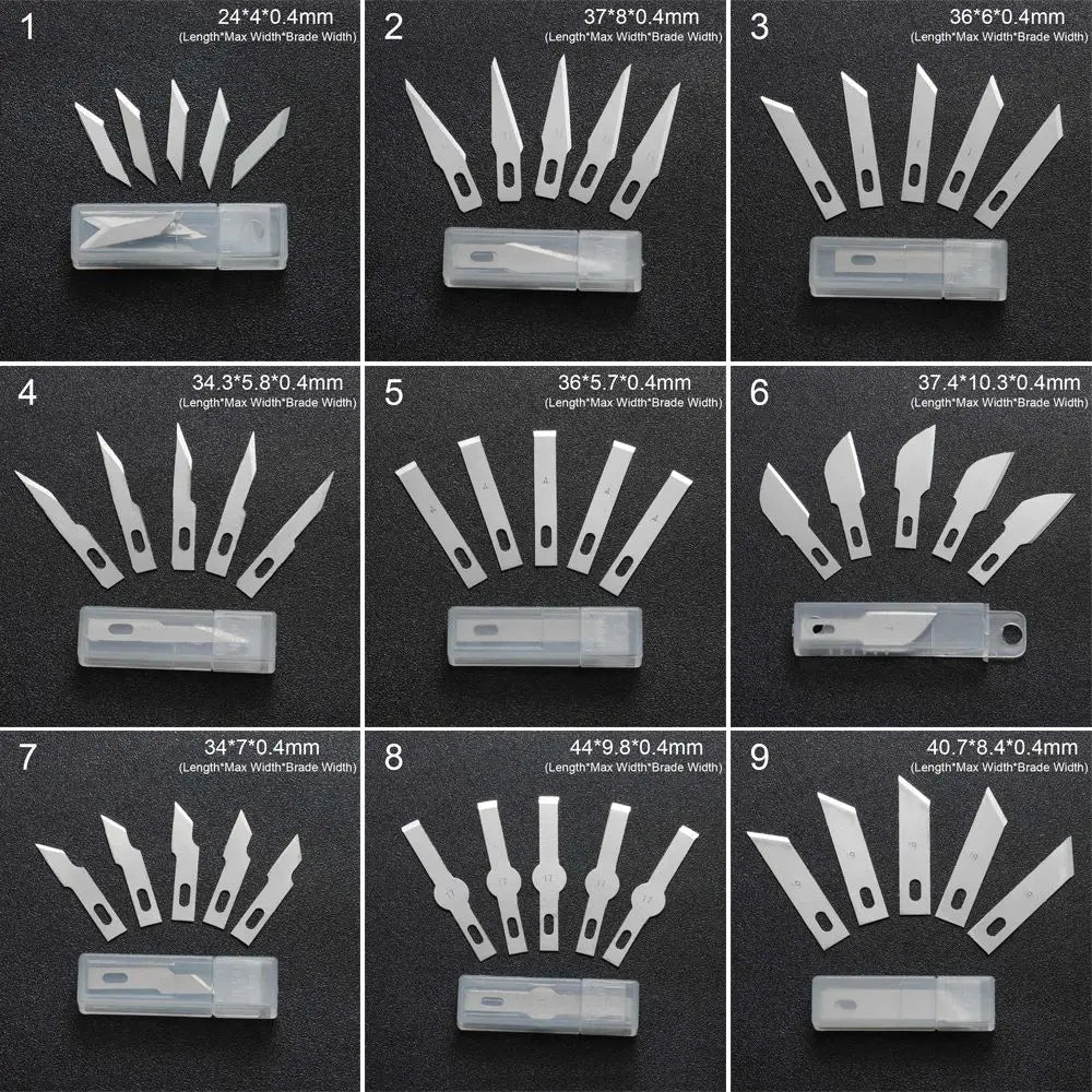10pcs Non-Slip Metal Craft Knife Blades – Precision Engraving & Cutter Tools for PCB Repair & Mobile Phone Scalpel
