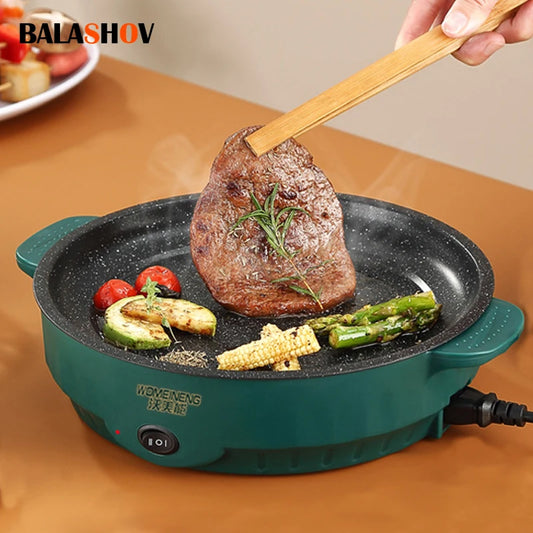 220V Electric Multi Cooker Frying Pan - Non-Stick BBQ Grill, Steak, Fish & Omelette Cooking Machine for Home Kitchen