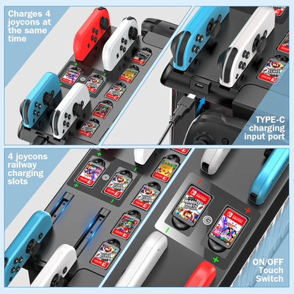 OIVO Switch Joy-Con Charger and Pro Controller Holder - Game Storage Tower for Nintendo Switch OLED, Charging Dock Station