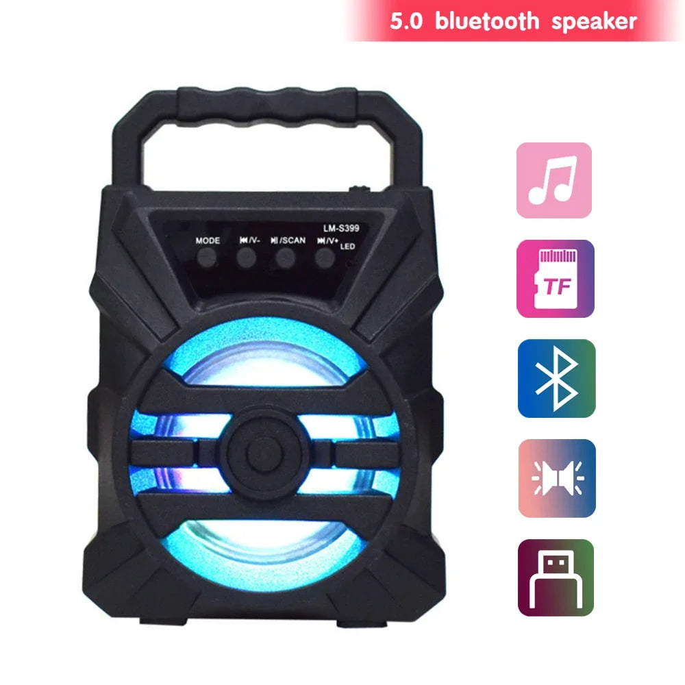 500mAh Bluetooth Speaker – High-Power Sound Box with TF/U-Disk, Karaoke & Handheld Subwoofer for Dancing