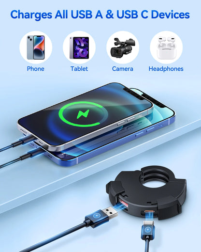 Extractme QC3.0 30W USB Fast Charger – Waterproof Motorcycle Handlebar Mount for Bikes & Cameras
