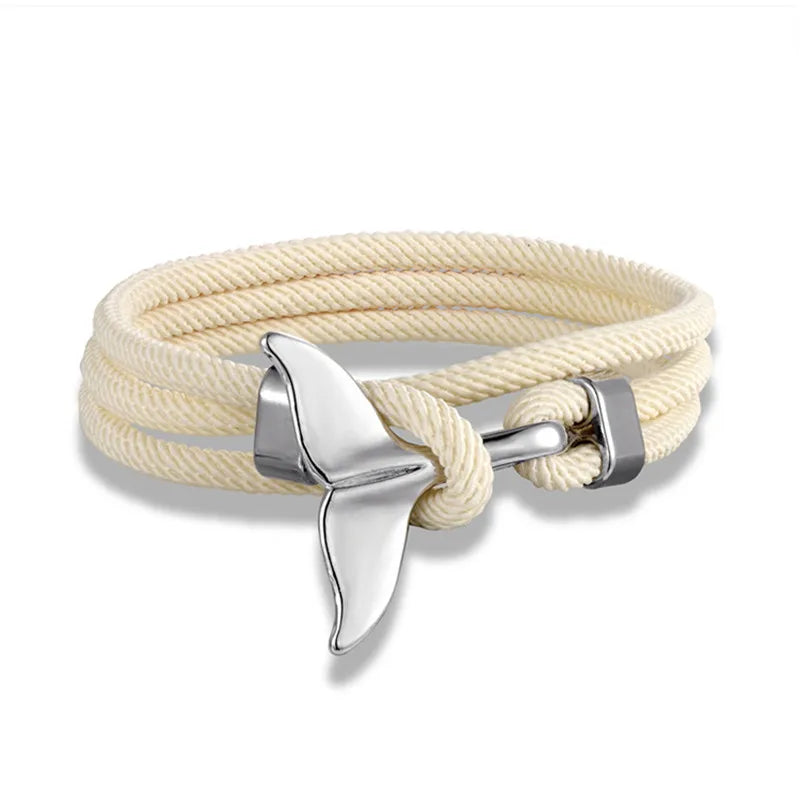 Whale Tail Anchor Bracelet - Adjustable Ocean Style Rope Couple Friendship Jewelry
