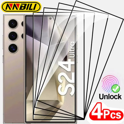NNBILI 4PCS Full Cover Tempered Glass - Samsung Galaxy S24/S25 Ultra, Plus, S23, S22 & S21 Screen Protectors