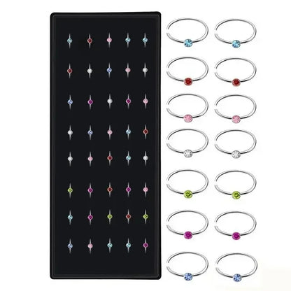 Women’s Crystal Stainless Steel Nose Stud – Hypoallergenic 1.8mm Straight, L, or Screw Nose Ring Jewelry