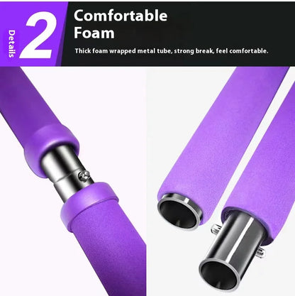 Adjustable Pilates Stick - Portable Fitness Bar with Elastic Bands for Yoga, Stretching & Home Workouts