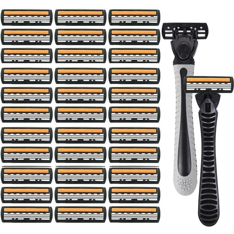 3-Layer Stainless Steel Manual Razor for Men – Washable Travel & Home Shaver for Daily Face Care