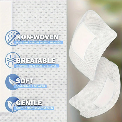50-Piece Large Wound Dressing Bandages - Hypoallergenic Non-Woven Adhesive First Aid Pads, 6 × 7 cm