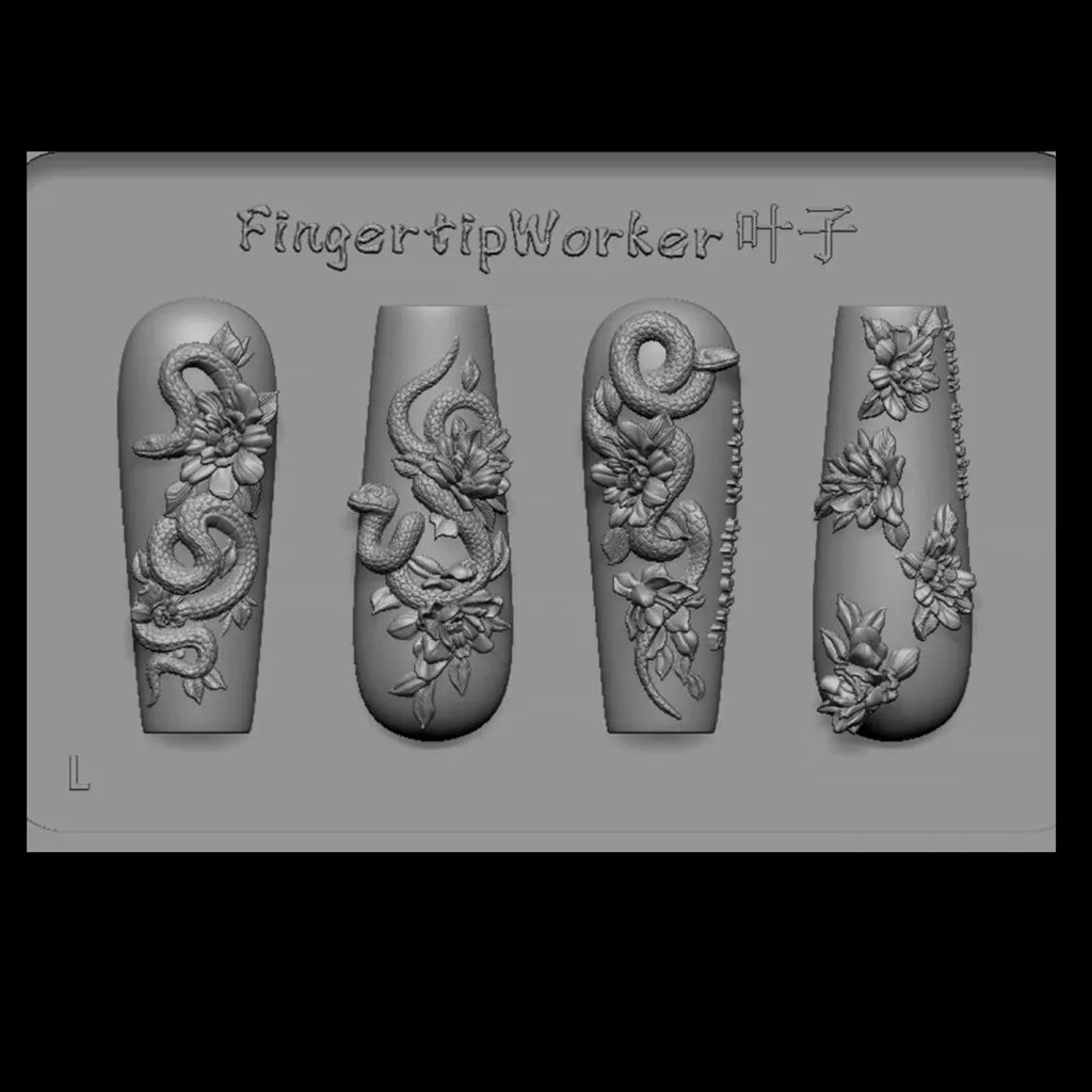 Snake Lolita Bow, Mushroom, Rose, Lotus, Bear 3D Acrylic Nail Mold - DIY Silicone Nail Decorations & Nail Art Products