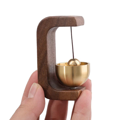 Magnetic Wooden Doorbell - Solid Brass Wind Chimes, Wireless Hanging Doorbell, Japanese Style Garden Pendant & Home Decor