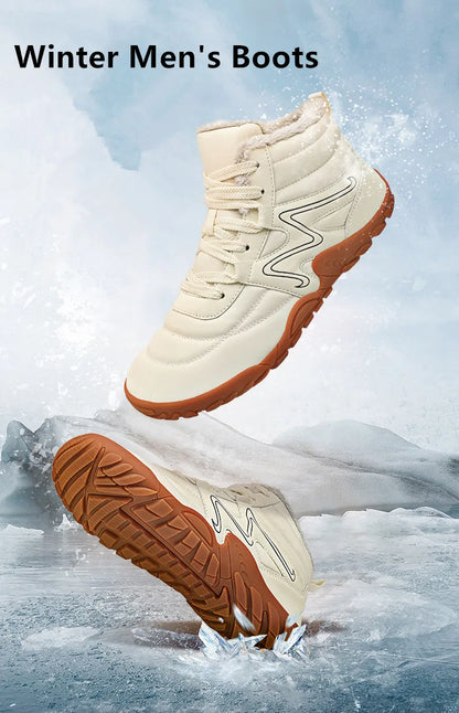 Men's Winter Boots – Snow Barefoot Outdoor Non-Slip Warm Fur Ankle Boots, Lightweight Hiking Sneakers in Plus Sizes
