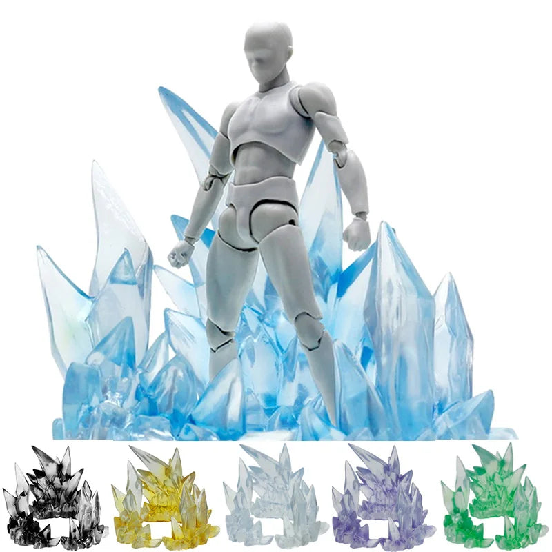 Ice & Whirlwind Flame Special Effects Scene — Luffy, Ace & Bakugou Action Figure Display Toys