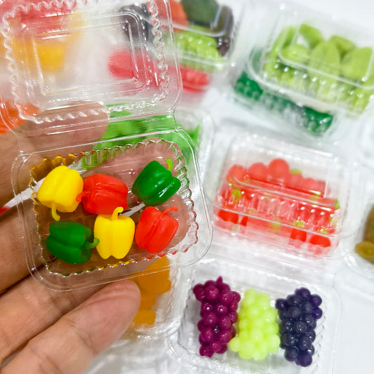 Miniature Dollhouse Food Set – Simulated Fruits & Vegetables for BJD & Blythe Dolls (Grape, Meat, Orange, Radish)