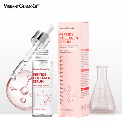 VIBRANT GLAMOUR 10-Piece Peptide Collagen Facial Serum Set - Anti-Aging Moisturizing Skin Care for Fine Lines, Firmness, and Radiance
