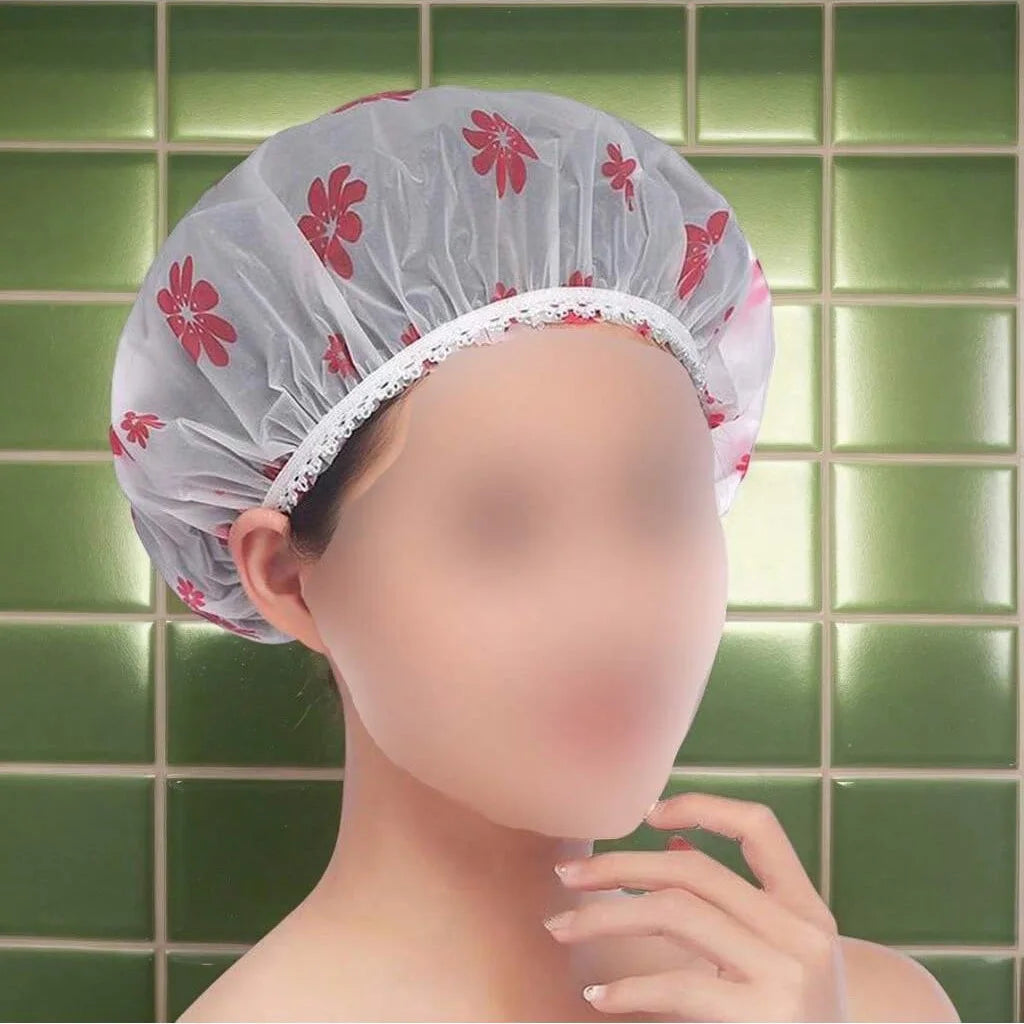 5PCS Waterproof Shower Caps – Women's Anti-Oil, Smoke, Hair Care, Dry Hair Cap for Household Bathing