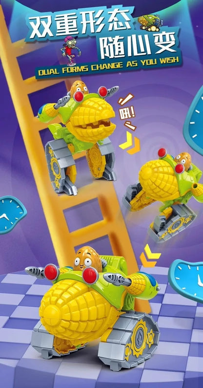 2025 Plants vs. Zombies Action Figure Set – Robot Sunflower, Cactus & Corn PVC Deformation Toys for Kids Gift