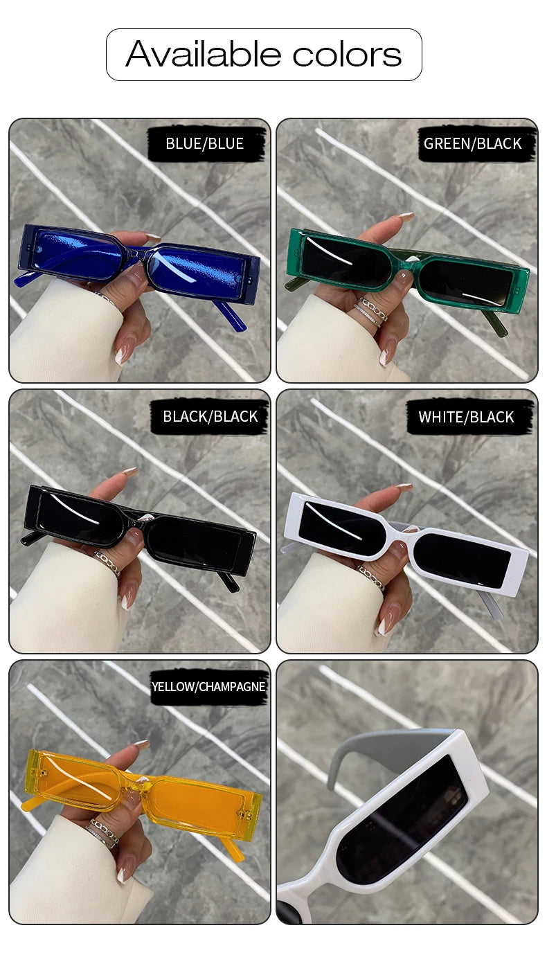 Luxury Rectangle Vintage Sunglasses for Men – Hip Hop Designer Black Small Frame UV400 Shades
