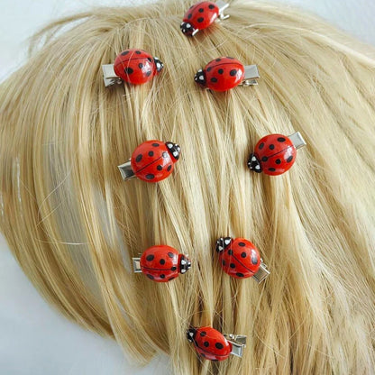 Ladybug Hair Clips 10Pcs - Cute Animal Insect Hair Accessories for Girls and Kids