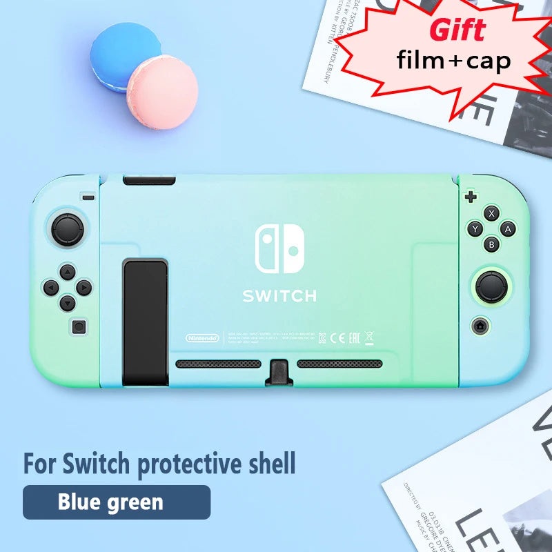 Protective Case & Film for Nintendo Switch – Rocker Cap Handle, Hard Base Cover with Skin-Friendly Gradient Design
