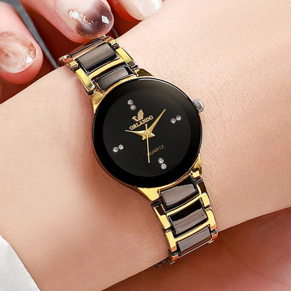 Fashion Rhinestone Women's Watch – Stainless Steel Band Analog Quartz Timepiece