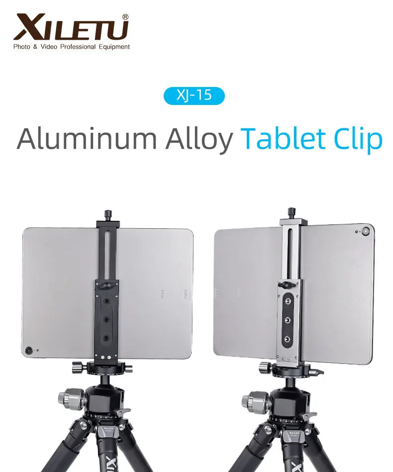 Universal Aluminum Alloy Tablet & Phone Stand – Adjustable Tripod Holder Clip for Mobile Devices