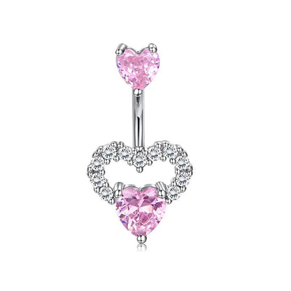 Stainless Steel CZ Belly Button Piercing – Heart & Butterfly Navel Barbell Jewelry for Women Sexy Navel Ring